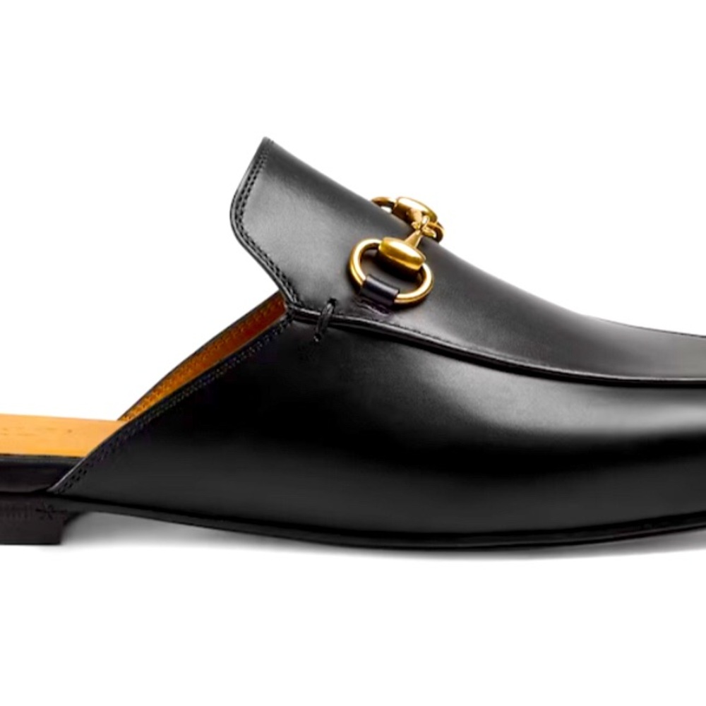 Copy -Gucci Princetown Horsebit Black leather mules brand new without box